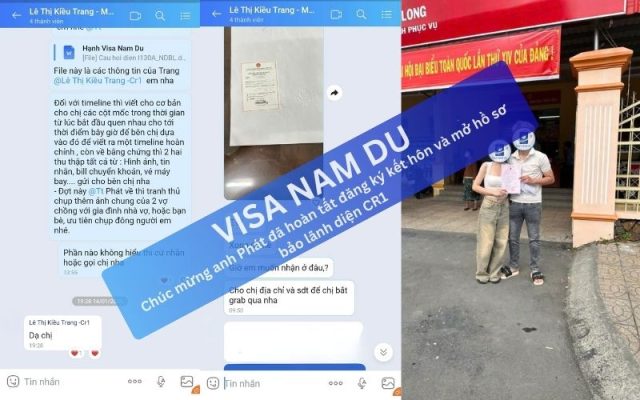 Chúc mừng anh Phát đã hoàn tất đăng ký kết hôn và mở hồ sơ sơ bảo lãnh diện CR1