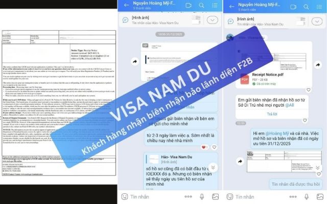 Khách hàng nhận biên nhận bảo lãnh diện F2B (Cha mẹ thẻ xanh bảo lãnh con trên 21 tuổi độc thân)