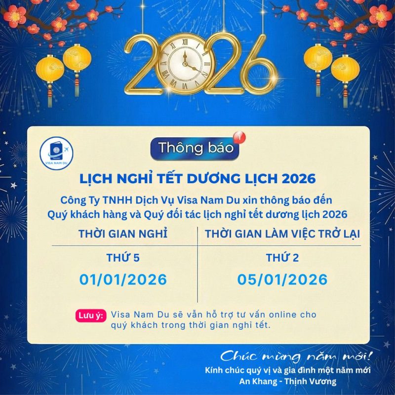 Lịch nghỉ tết dương lịch 2026